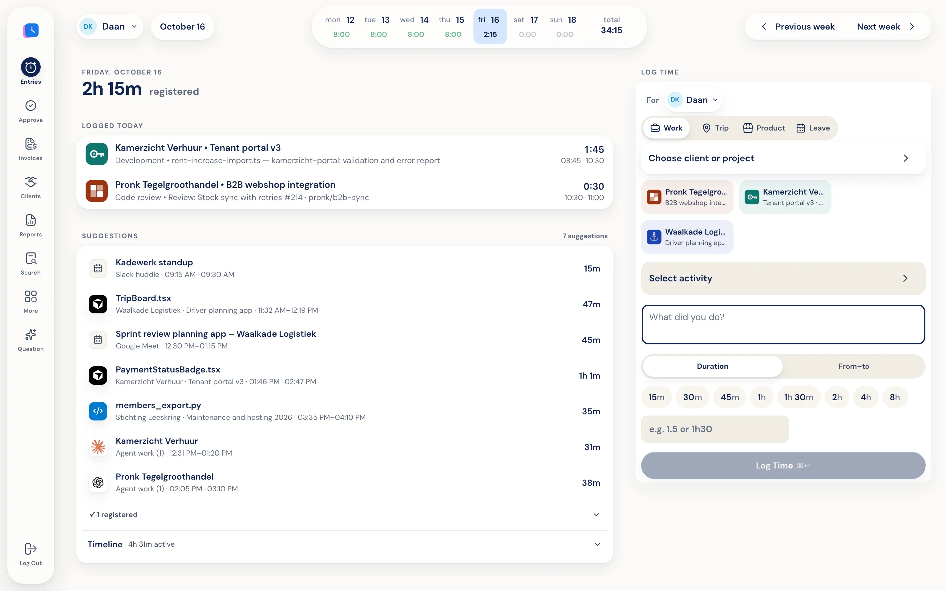 Návrhy z Cursoru, GitHubu, Linearu a dvou AI sezení pod dnešními zapsanými hodinami