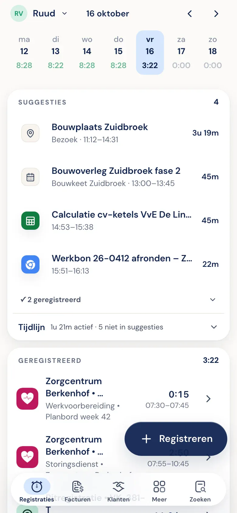 Suggesties op de Tijdlijn, met een afspraak uit de agenda
