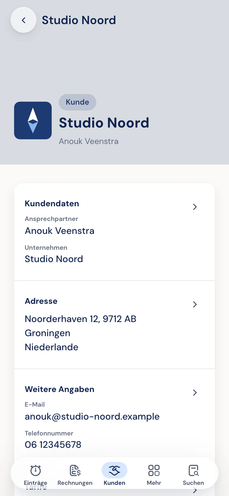 Kundendaten in der Half5-App