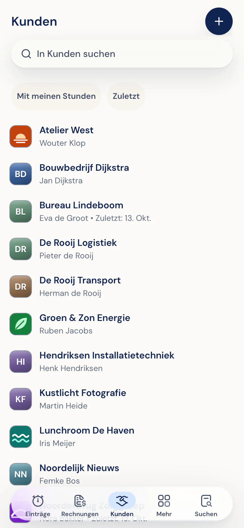 Kundenliste in der Half5-App