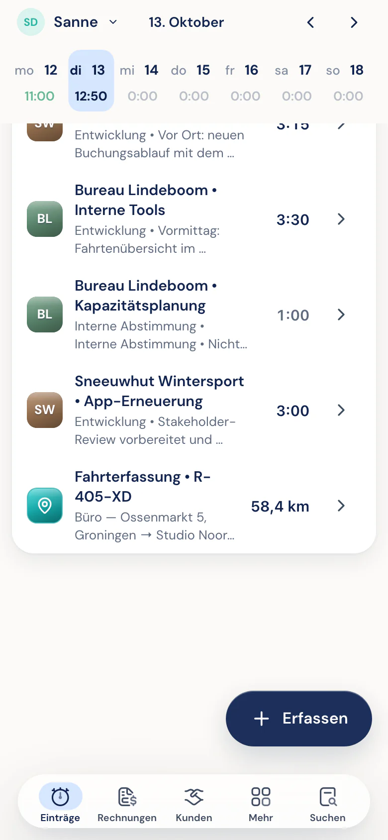 Tagesübersicht in der Half5-App