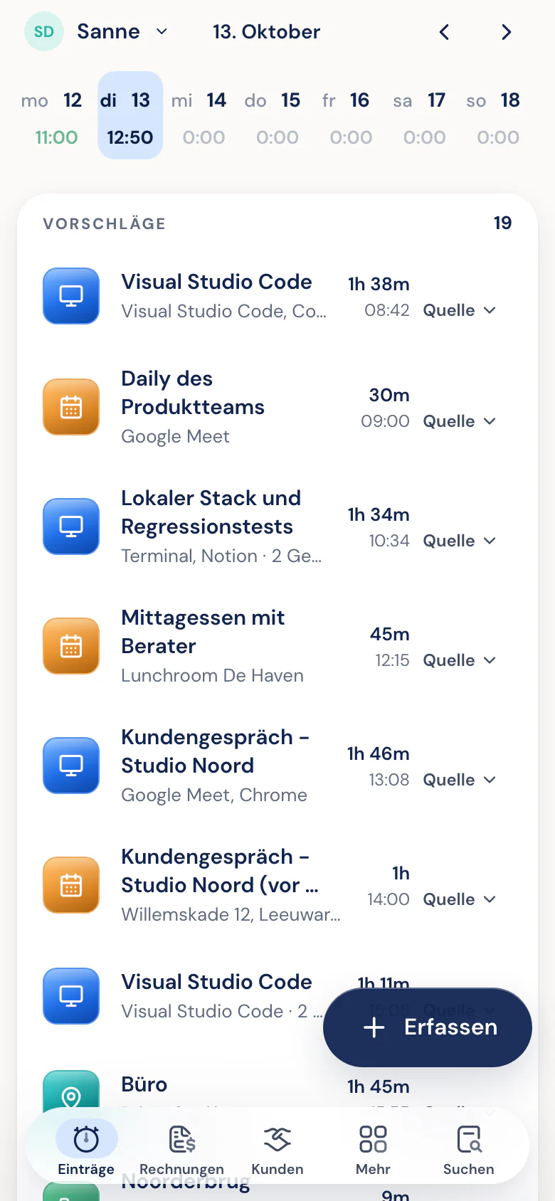 Vorschläge auf der persönlichen Timeline