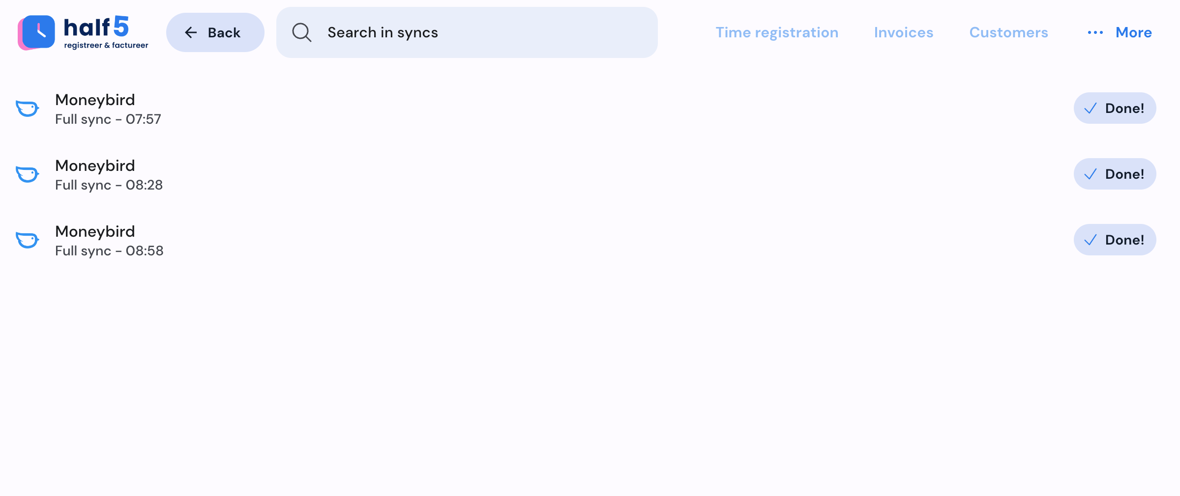 Half5 accounting sync settings