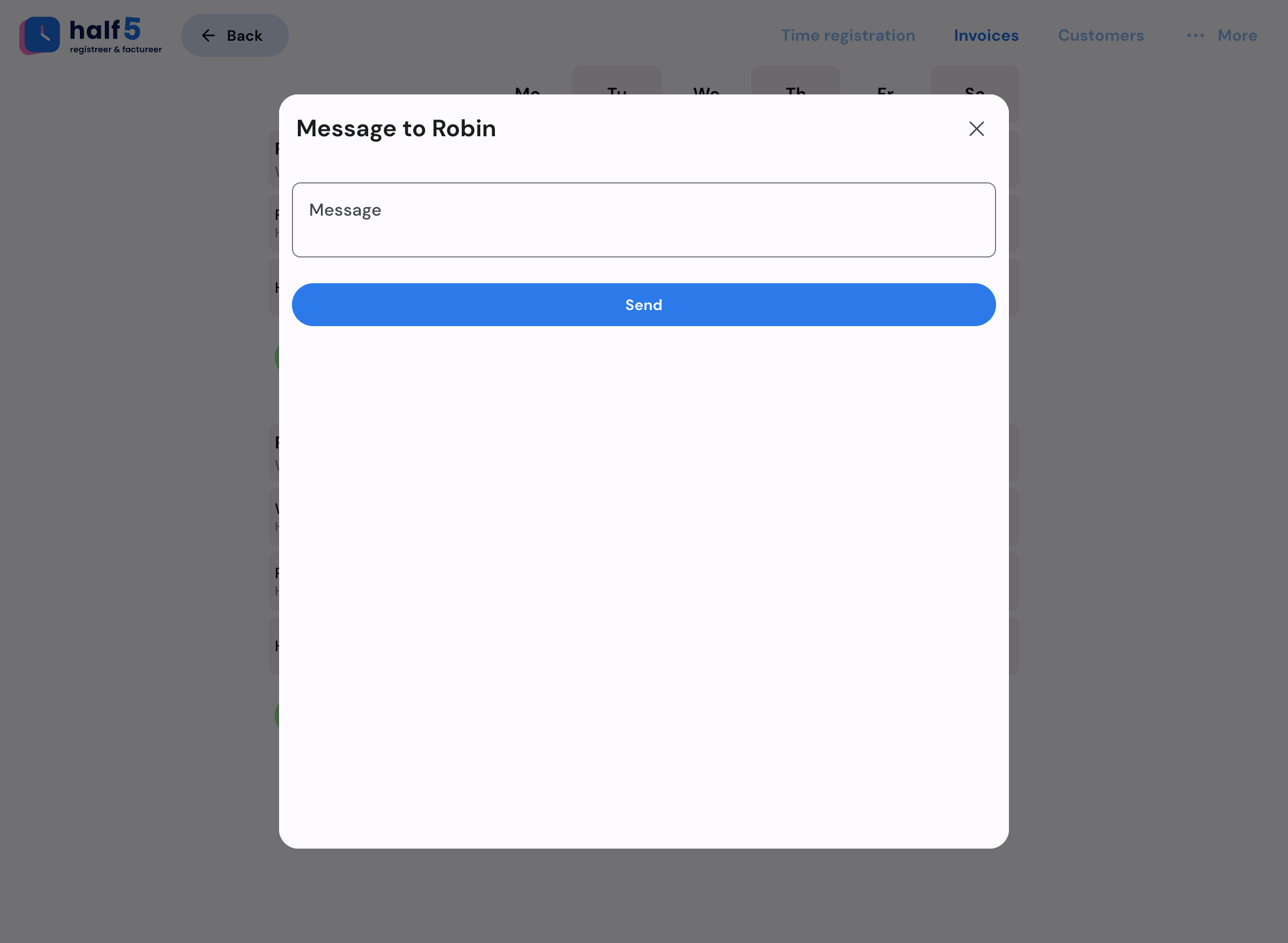 Half5 approval message to an employee