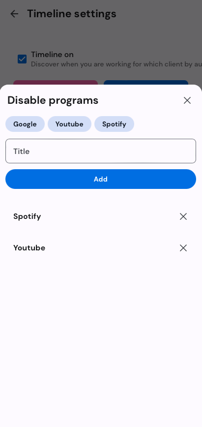 Disable programs from timeline suggestions