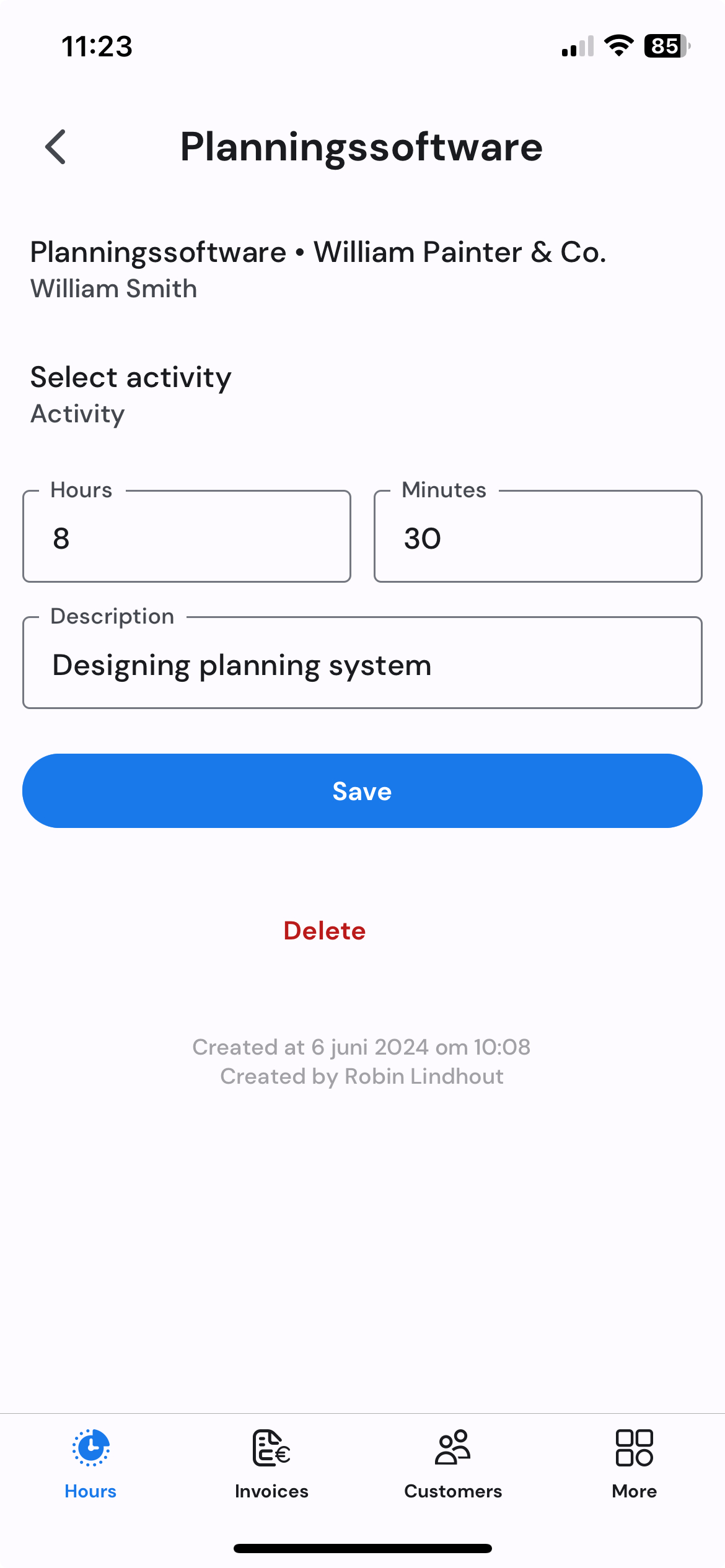 Half5 mobile hour detail