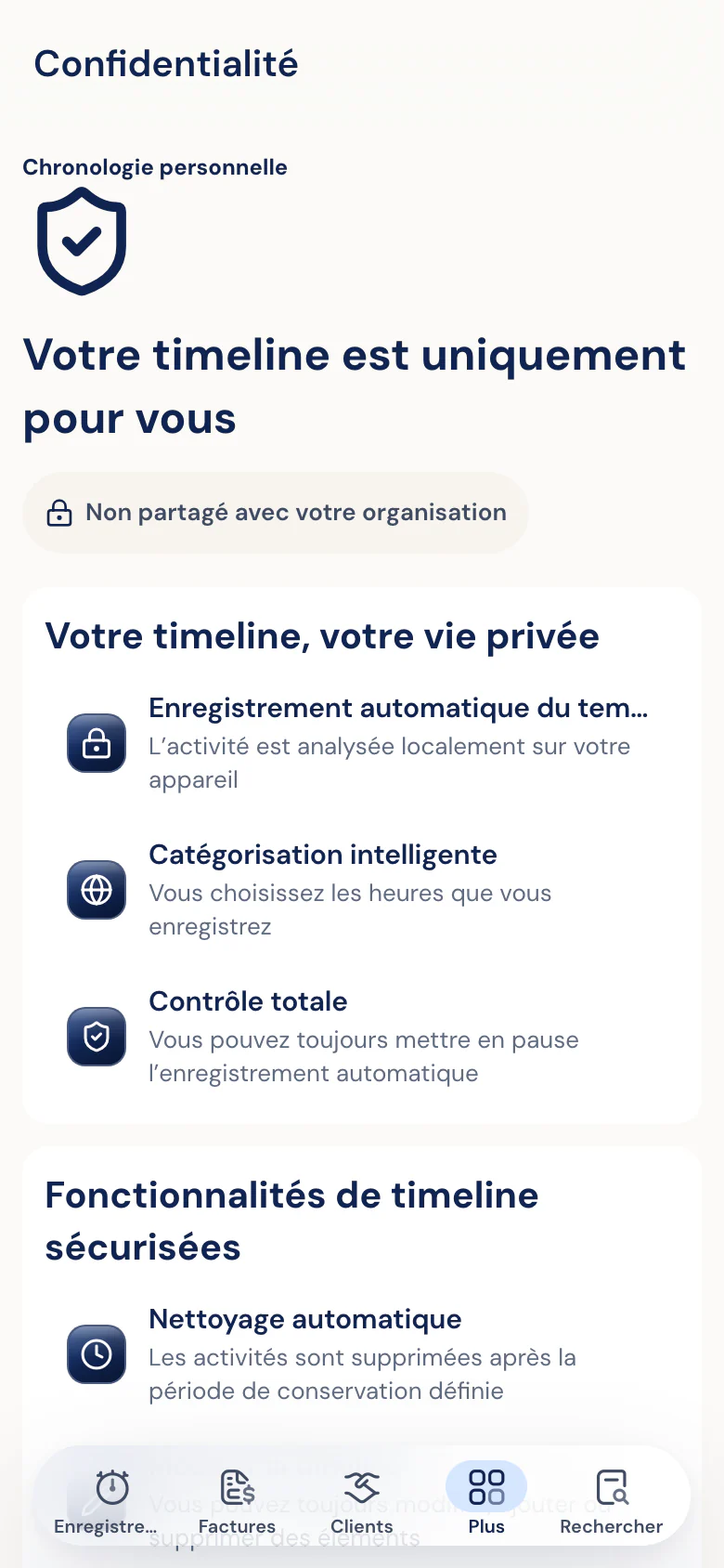 Réglages de confidentialité de la chronologie Half5