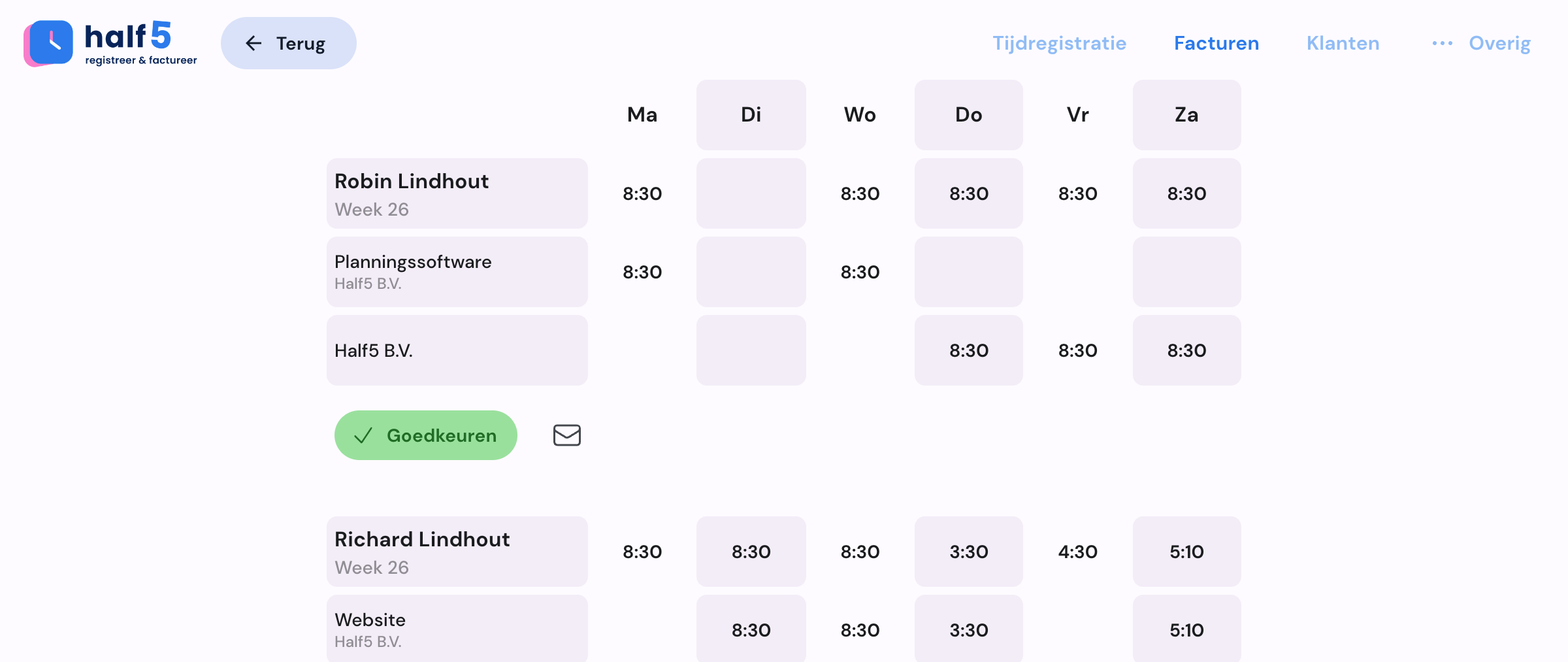 Half5 goedkeuringsflow voor installatieteams