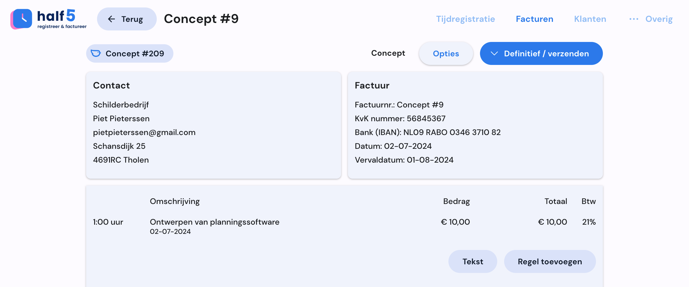Half5 factuurdata richting boekhouding