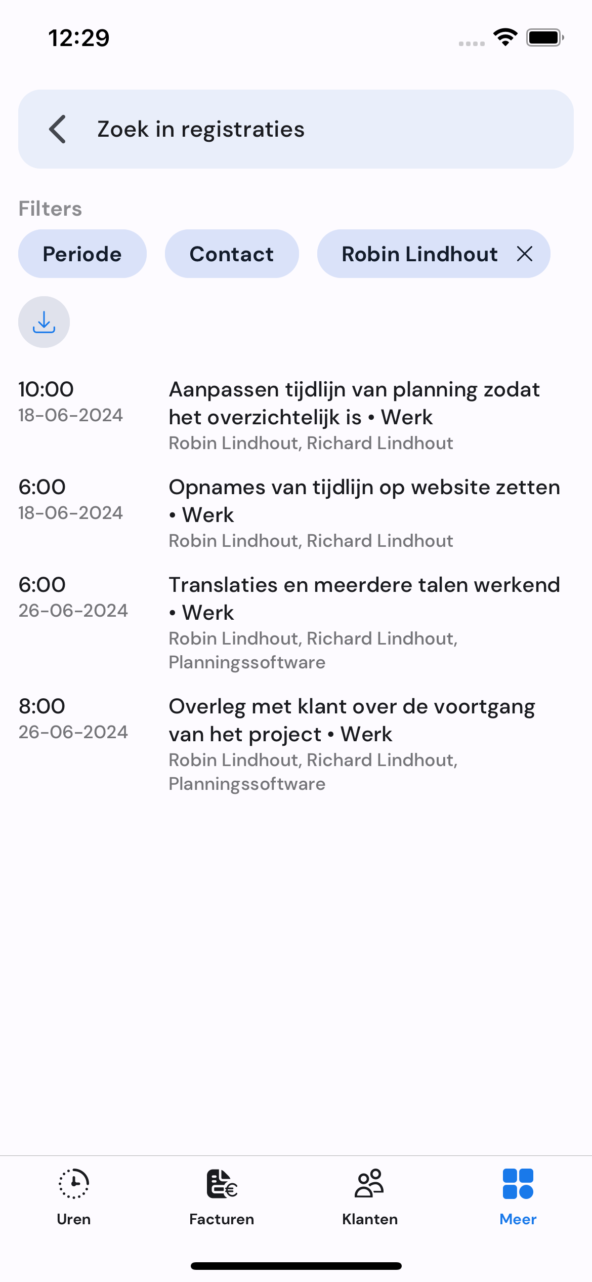 Half5 mobiele rapportageweergave