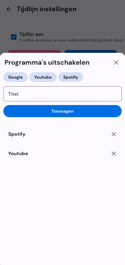 Programma's uitschakelen voor tijdlijnsuggesties
