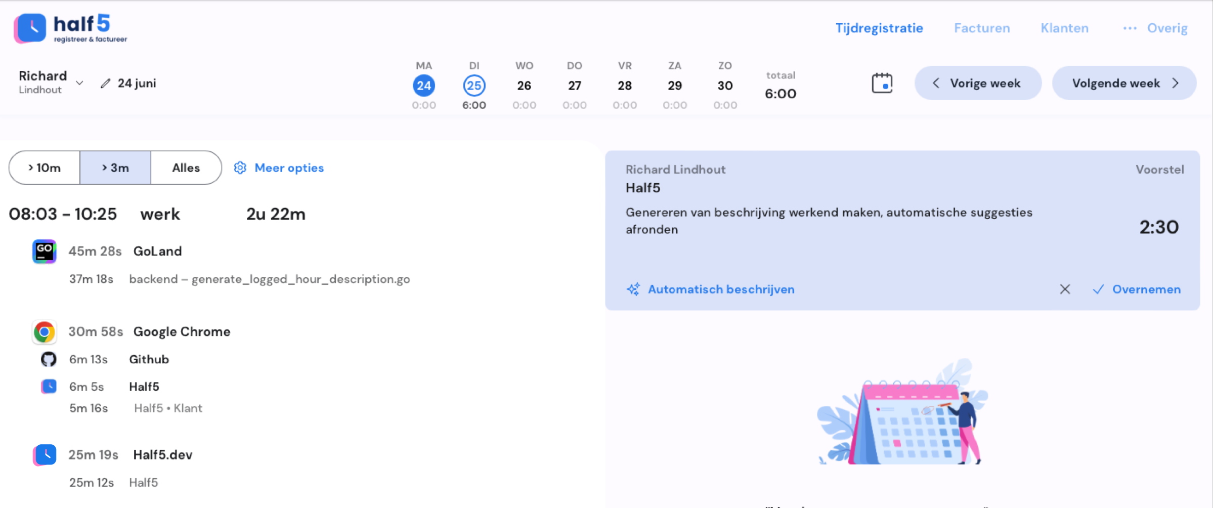 Half5 persoonlijke tijdlijnsuggestie